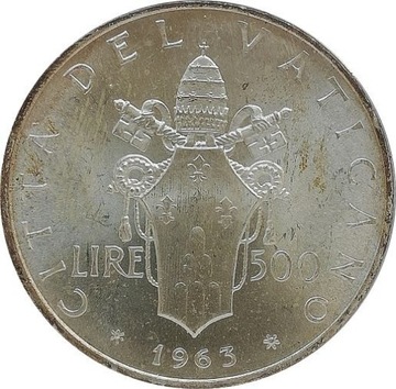 Watykan 500 lire 1963, Ag KM#83.1