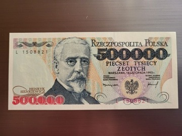 Banknot RP 500000 złotych H. Sienkiewicz 1993 UNC