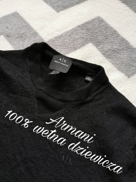 Sweter Armani wełna dziewicza wełniany XS czarny