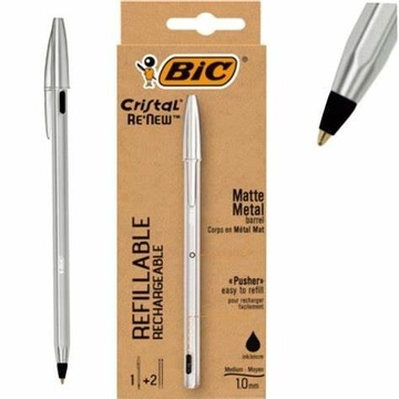 Długopis Cristal Metal BIC czarny 1+ wkład 2szt