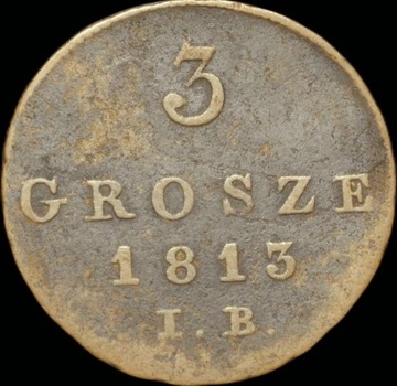 3 grosze 1813r I.B. Księstwo Warszawskie Ładne 