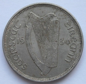 Irlandia 6 pensów 1934 - pies - 6 d
