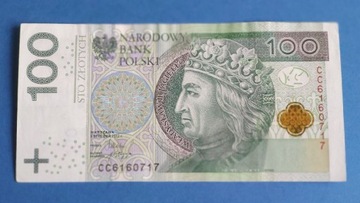 Banknot 100zł seria CC 6160717 unikat  2012r.
