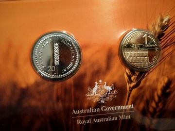 AUSTRALIA 2012 zestaw 20c i 1$ WHEAT Pszenica UNC