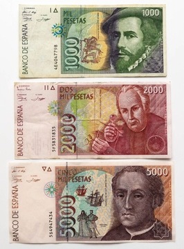 Hiszpania 1000, 2000, 5000 peseta 1992