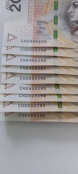 banknoty seria numery kolekcja 9 szt
