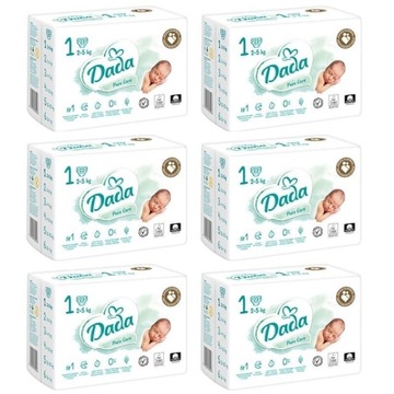 Pampersy Pieluchy Dada 1 Pure Care | 6 x 23 szt.