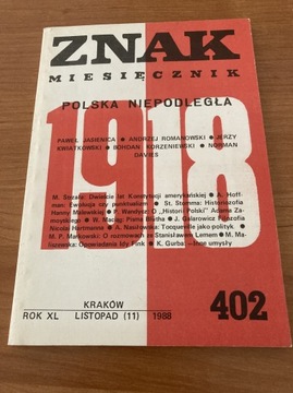 Znak Miesięcznik Polska Niepodległa 11.11.1988