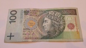 Banknot 100 zł seria JA 4621481 1994 rok