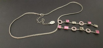 Naszyjnik: różowe ozdoby łańcuszek kolor srebro