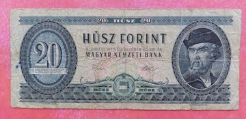 Banknot 20 Husz Forint Węgry 1975 r.