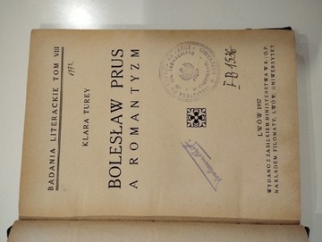 Bolesław Prus A Romantyzm przedwojenna z roku 1937