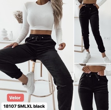 Spodnie welurowe czarne S/M L/XL