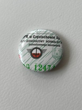 Button przypinka handmade bilet autobusowy unikat 