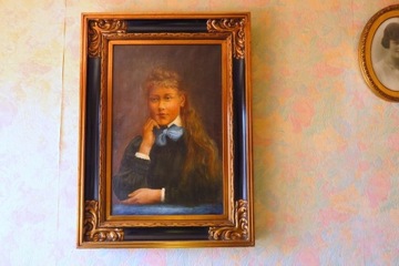 Stary obraz olejny płótno 1900 r. Portret kobiety