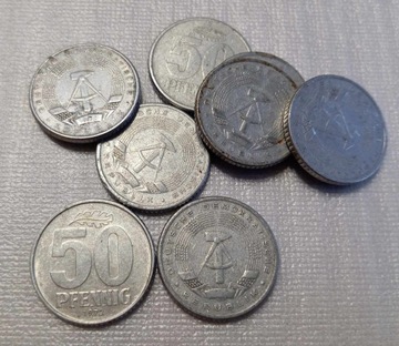 50 pfennig DDR różne roczniki DDR 8 sztuk