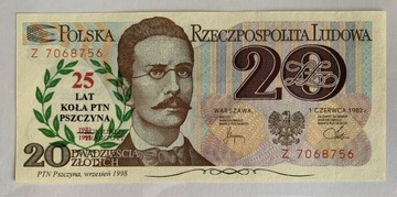 20 ZŁ  1982 rok  banknot PRL