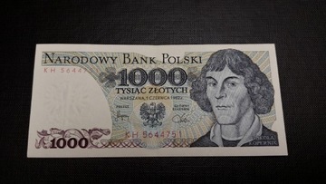 Banknot 1000 zł z 1982r. Seria KH.