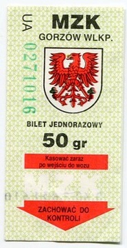 Bilet MZK Gorzów Wlkp. 50gr