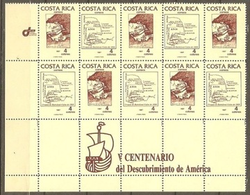 Znaczki ark. Kostaryka 1987