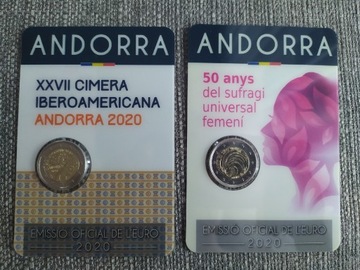 Niski numer!! 2 x 2 euro okol. Andora Andorra 2020