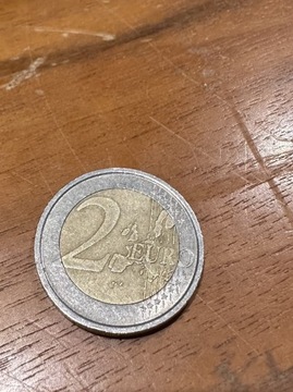 Moneta 2 euro 2002 Włochy Dante błędne tłoczenie.