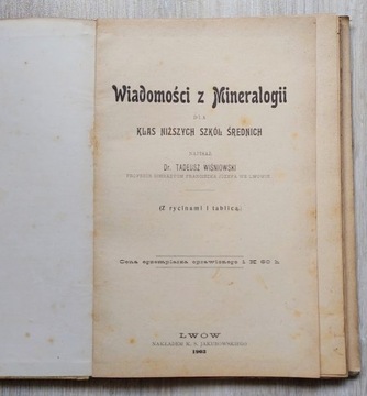 WIADOMOŚCI  Z  MINERALOGII – LWÓW 1903