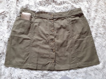 spódnica krótka na guziki, khaki H&M, r. 46