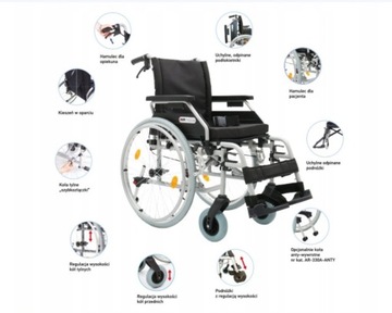  Wózek inwalidzki aluminiowy DYNAMIC AR-330A