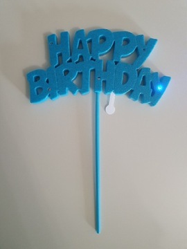 Topper plastikowy na tort Happy Birthday świecący 