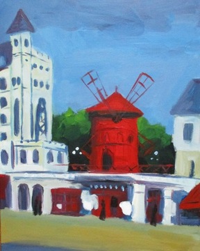 Moulin Rouge, 40x50, Paryż, Montmartre, płótno