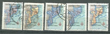 Mozambik 1954 Mapy. Zestaw znaczków do 1E. 