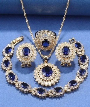 Luksusowy zestaw biżuterii z miedzi i złota 24 k