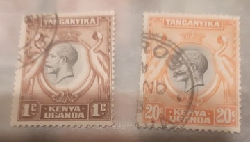 2 znaczki kasowane Kenya Uganda Tanganyika 