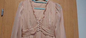 beżowa różowa sukienka french connection