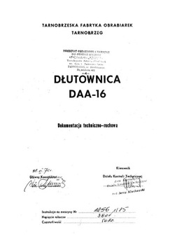 Dokumentacja DTR DŁUTOWNICA DAA-16