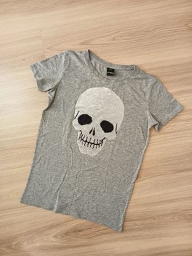 Tshirt koszulka bluzka czaszka skull szary 170/176