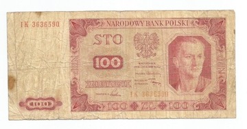 Banknot 100 złotych 1948 Seria IK PWPW Fabryka