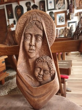 Madonna Maryja Jezus drewno rzeźba prezent 