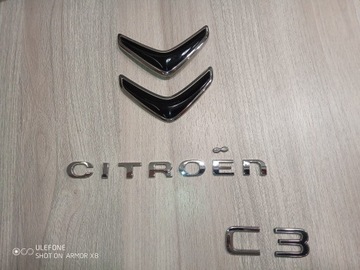 Emblemat Citroen na klapę i napis Citroen C3 2016-