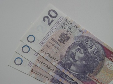 20 złotych 2016 UNC seria BJ zestaw 3 szt. !!! 