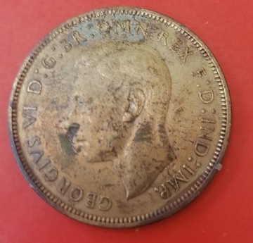 Anglia Jerzy VI One Penny 1948 brąz