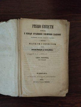 Pismo święte matkom i dzieciom 1851 warszawa