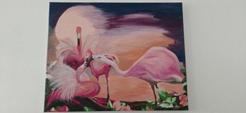 Obraz farba na płótnie"gody flamingów" 50x40cm