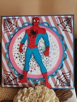 Kartka ręcznie robiona dla dziecka. Spider-Man. 