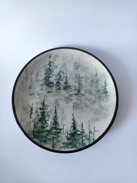 Talerz deserowy średnica 19cm, ceramika, las
