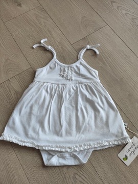 Body sukienka biała z falbanką r. 74 Nanaf Organic