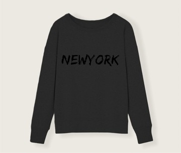 Super bluza NEW YORK czarna nadruk