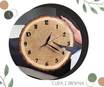 Drewniany zegar ścienny 30 cm - brzoza, wiąz, dąb