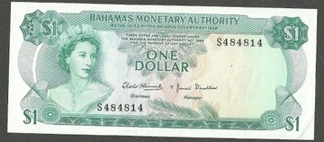 BAHAMY 1 DOLAR 1968 RZADKI P#27a AUNC